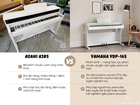 So sánh Asahi A305 và Yamaha YDP-165 - Piano House