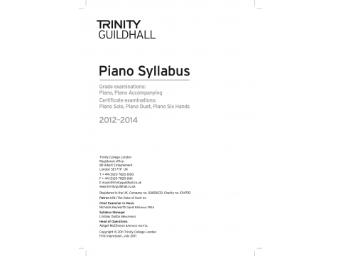 Sách Trinity Piano Syllabus - Piano House