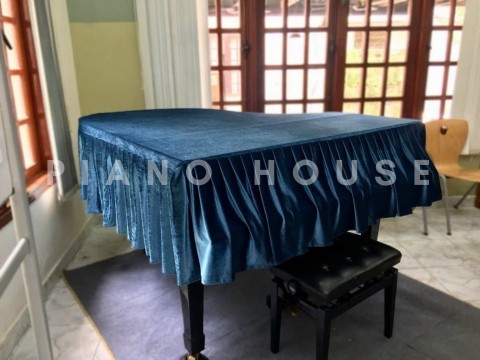 Khăn Phủ Nhung Chân Bèo Gợn Sóng Xanh Navy