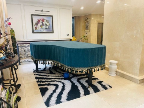 Khăn Phủ Grand Xanh Trơn Tua Rua Cao Cấp