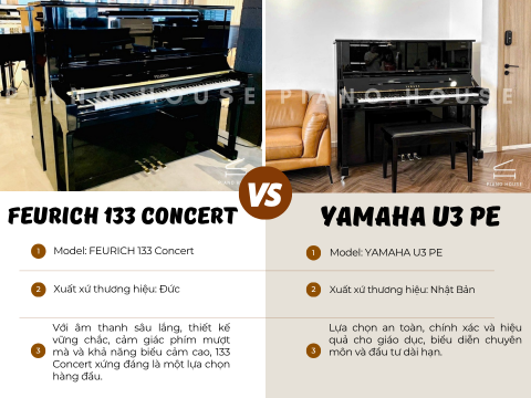 So Sánh Feurich 133 Concert & Yamaha U3 PE