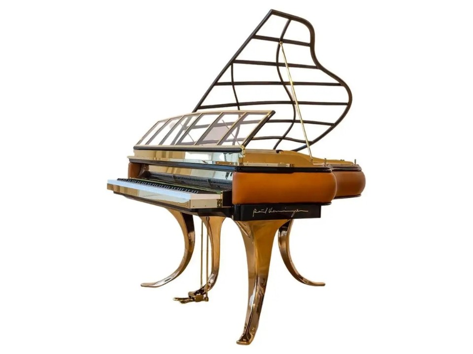 PH Grand Piano: PH157 Legacy | Walnut Cognac Leather | Brass | Modern Sculptural