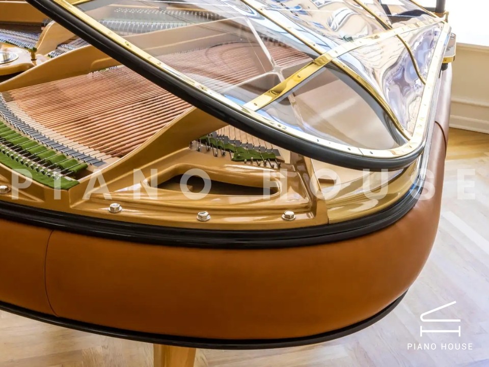 PH Grand Piano: PH157 Legacy | Walnut Cognac Leather | Brass | Modern Sculptural