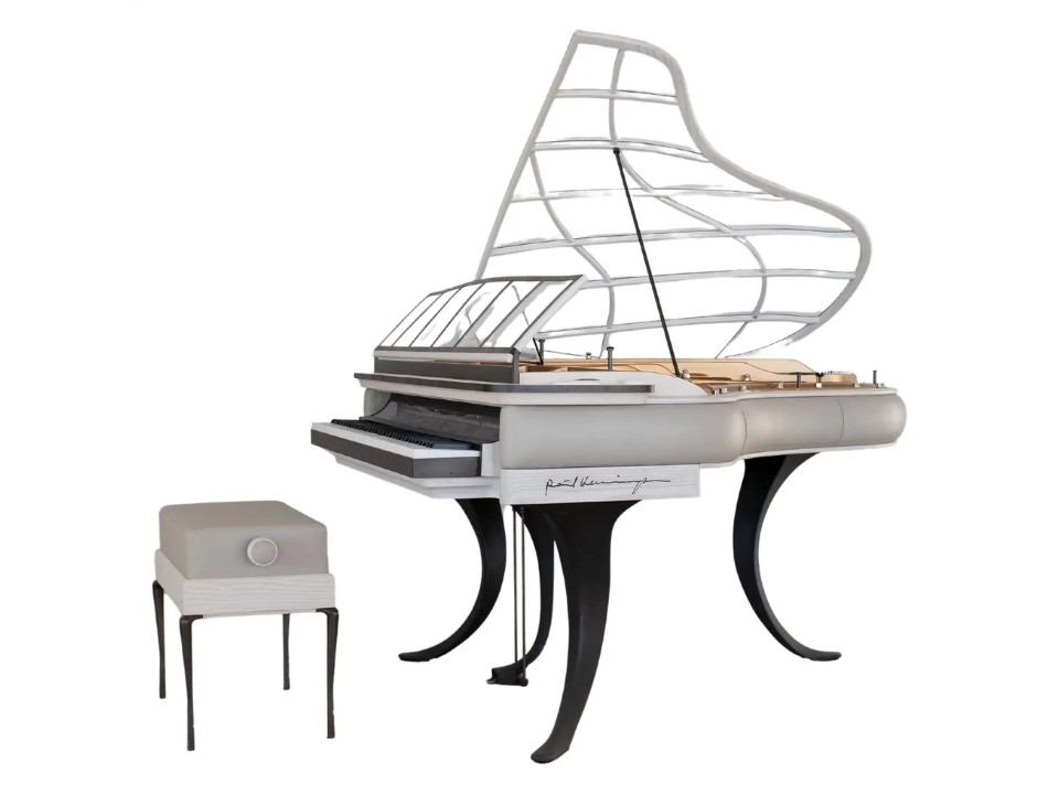 PH Grand Piano: PH170 Curated | Mineral Leather | White Oak and Burned Brass
