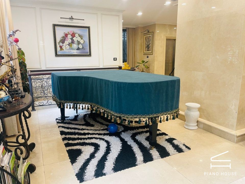 Khăn Phủ Grand Xanh Trơn Tua Rua Cao Cấp